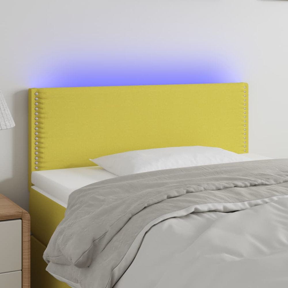 Vidaxl Čelo postele s LED zelené 100x5x78/88 cm látka